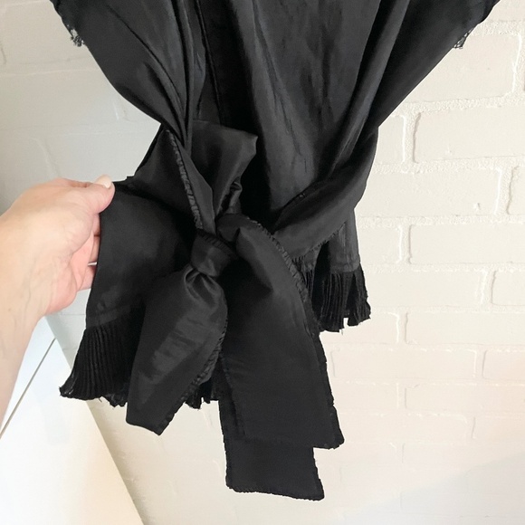 Vintage Y2K Babydoll Bustier Tank top Rosette Tie back Satin Polyamid Black 12 - Picture 6 of 14